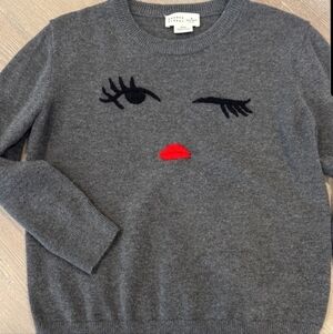 Kate Spade Gray Knit Sweater Size Medium Kissy Face